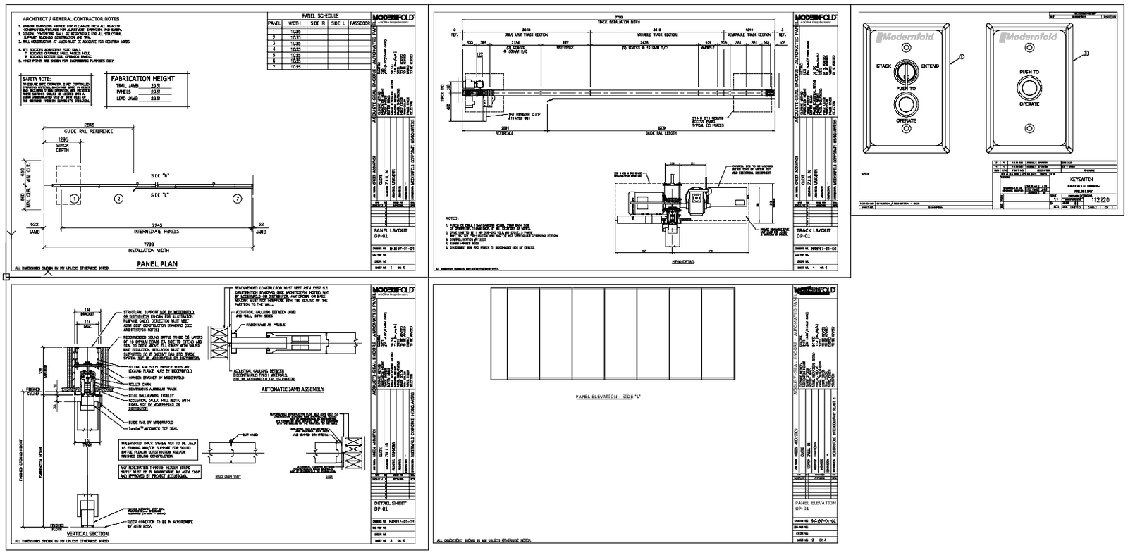 Automated Acoustic Sliding Panel System Layout With Section And Detail