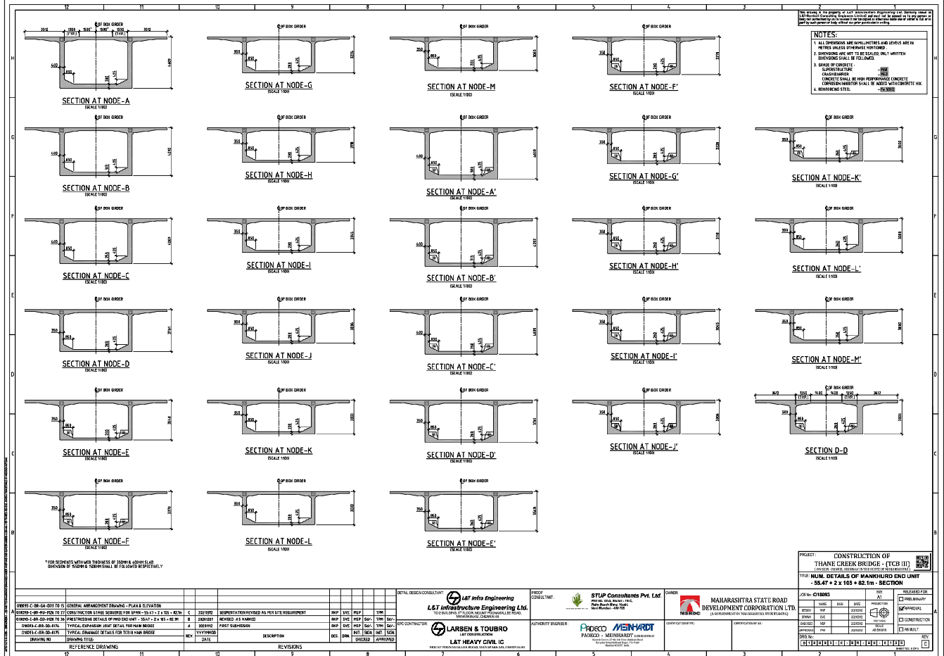 Box Girder Bridge Section Drawing With Node Details And Dimensions