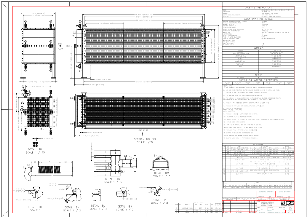 Heat Exchanger Tube Bundle DWG with 12390 mm Assembly Layout