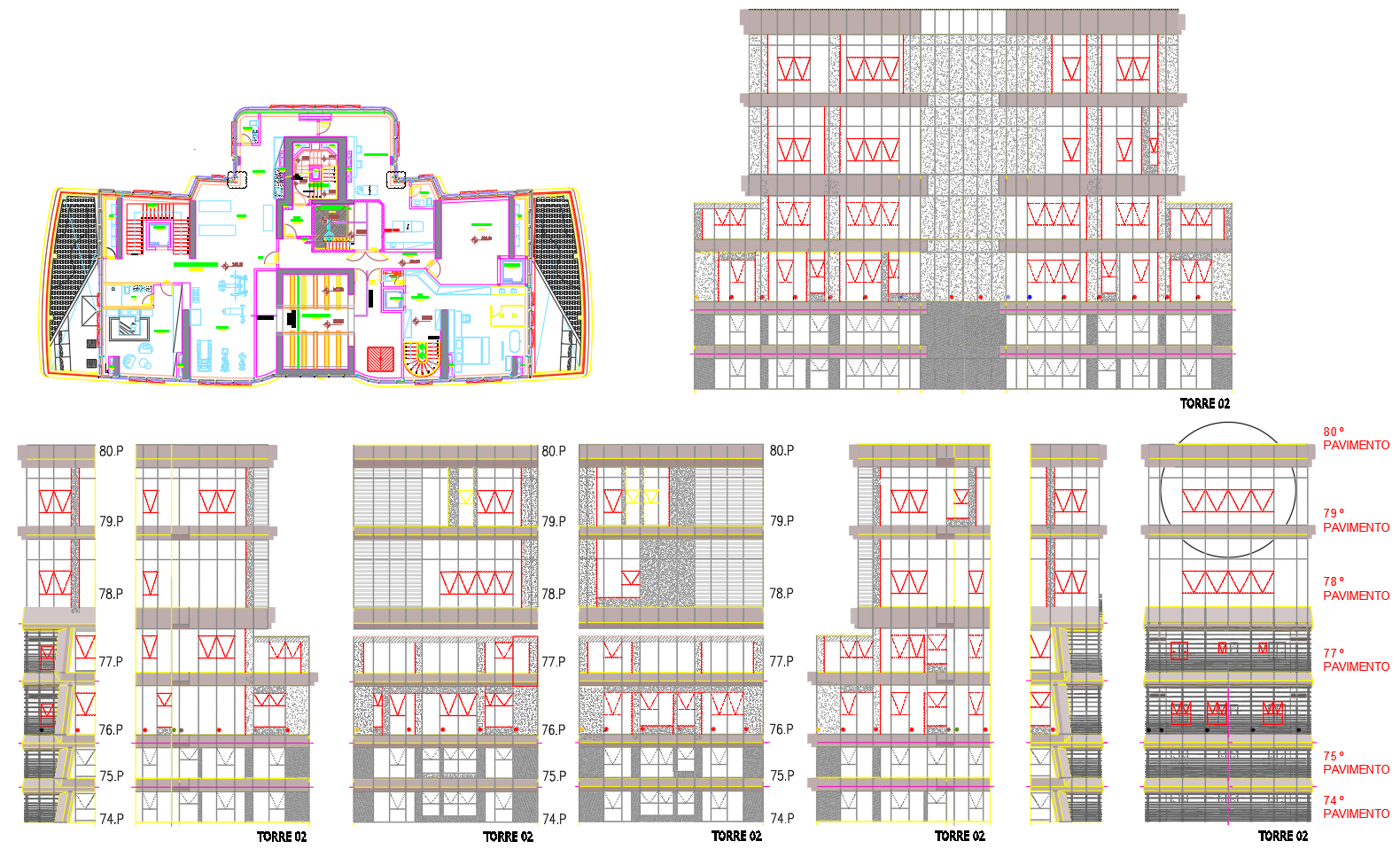 High Rise Residential Torre 02 AutoCAD Floor and Section DWG Plan