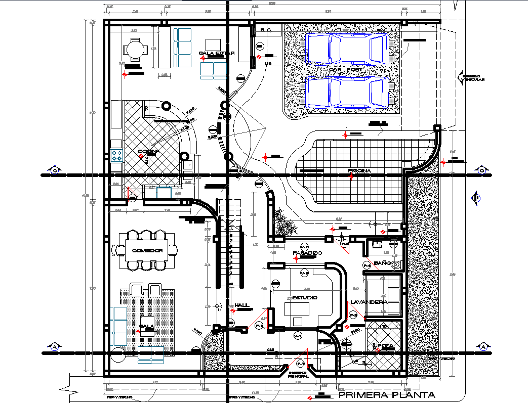Modern Home Design DWG with 5BHK Floor Plans Roof Layout and Details