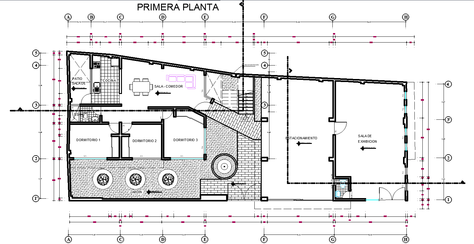 Modern Multi Family Home DWG with Three Floor Plans and Full Sections