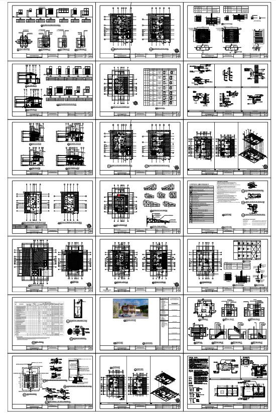 Structural Reinforcement DWG with Footing Column Beam and Slab Layouts