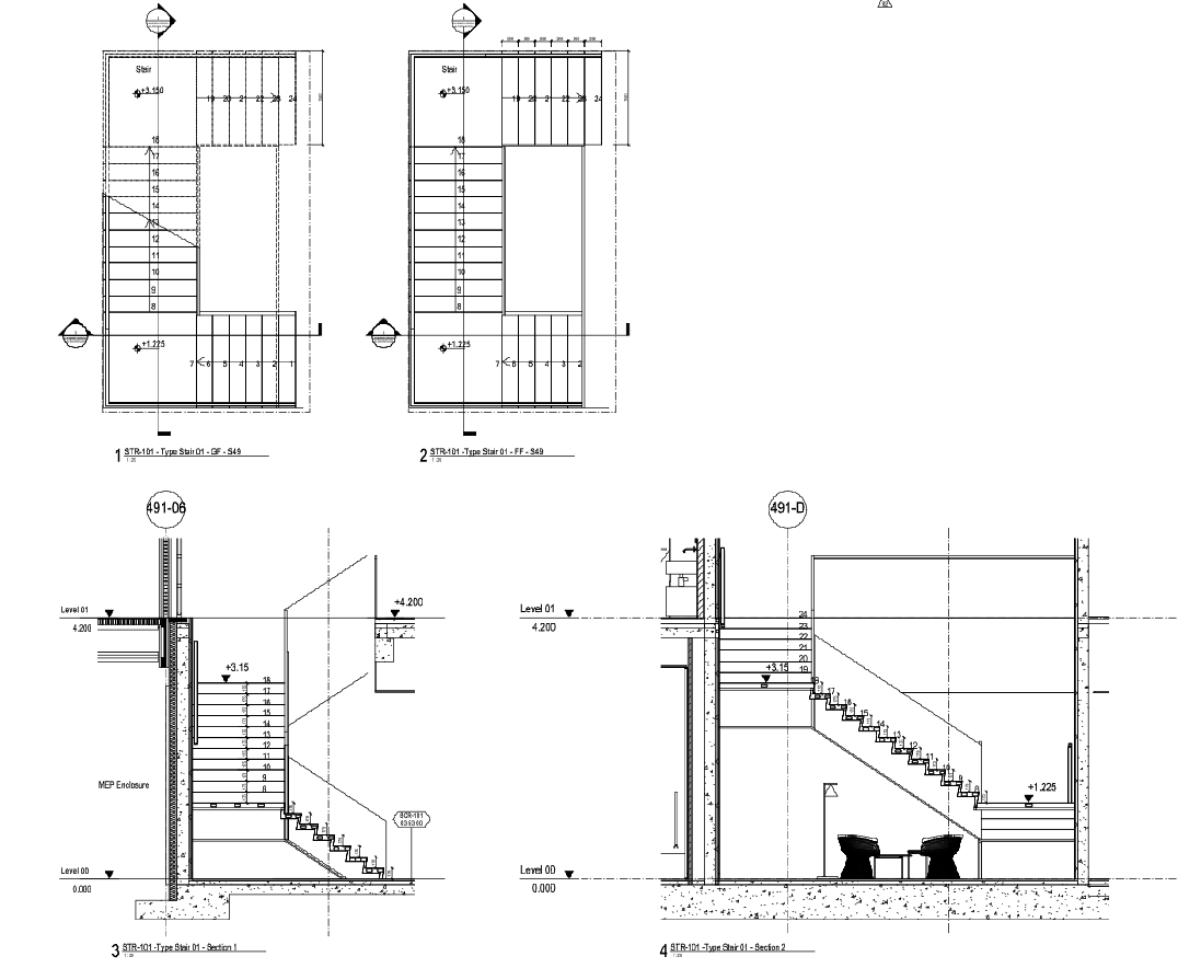 Type Stair Ground And First Floor Staircase Section Drawings