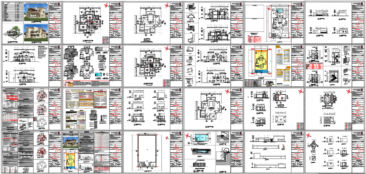 Luxury Residential Villa Architectural Drawing Set AutoCAD Plan