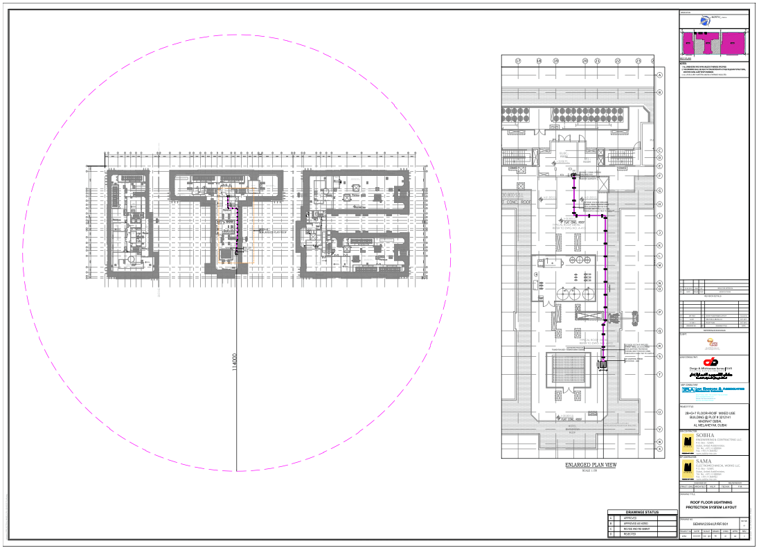 Roof Floor Lighting Protection System Layout with Precise Dimension