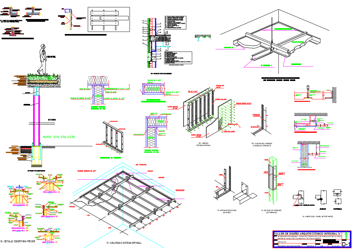 Suspended False Ceiling Construction Details AutoCAD Drawing Set