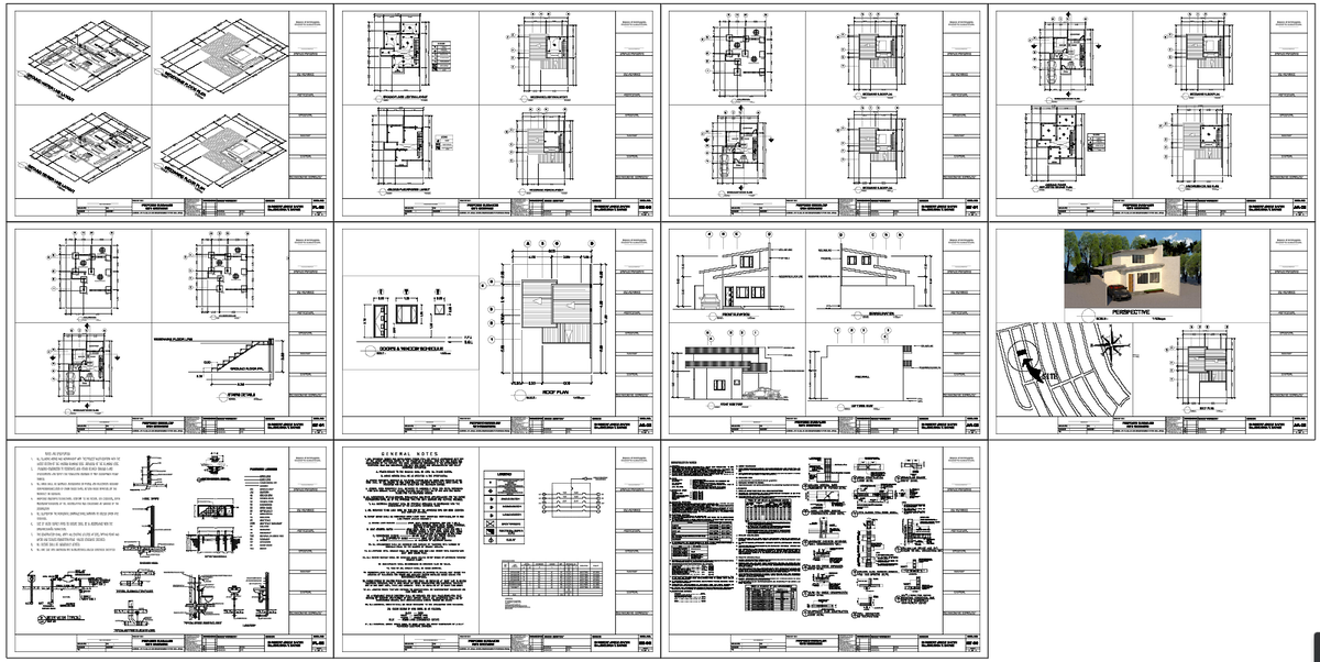 2BHK Residential House Layout with Elevation and Construction Plans