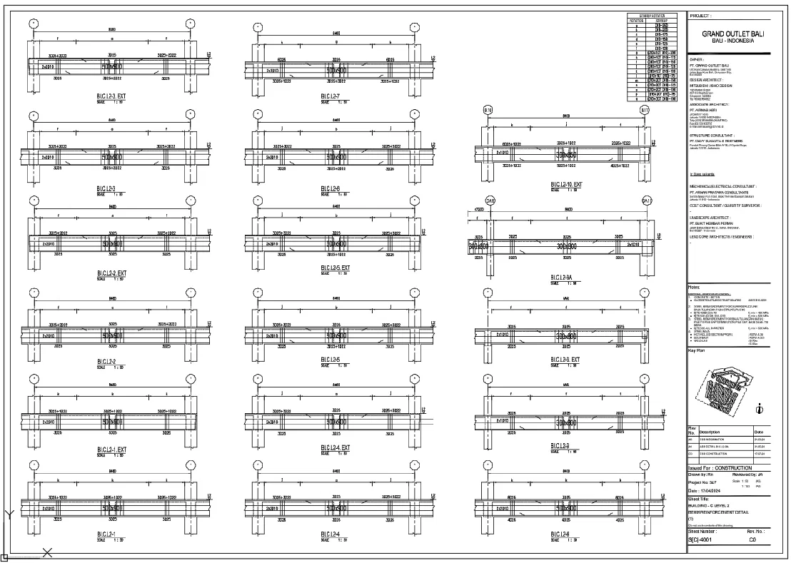 Beam Reinforcement Detail 8400mm RC Beam DWG AutoCAD Designs