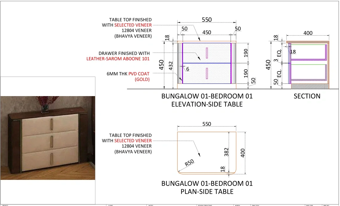 Bed Side Table 550x400x450mm Veneer Drawer DWG Files Bed Side Table 550x400x450mm Veneer Drawer DWG Files