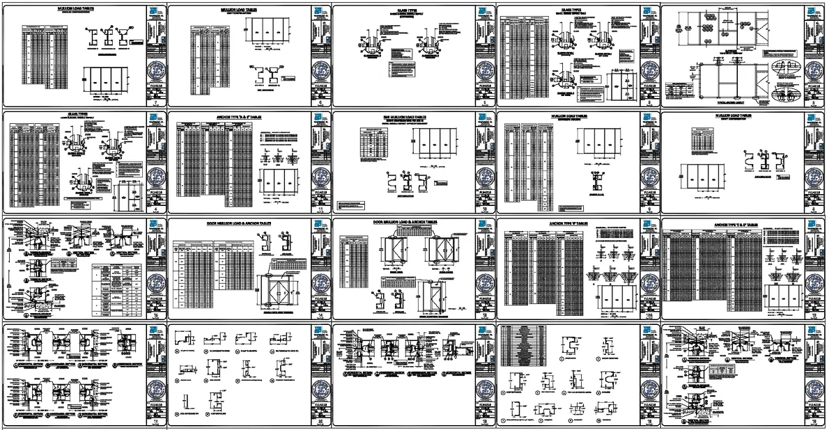 FL14218 R14 II YKK159 SS Curtain Wall Mullion Load Tables DWG
