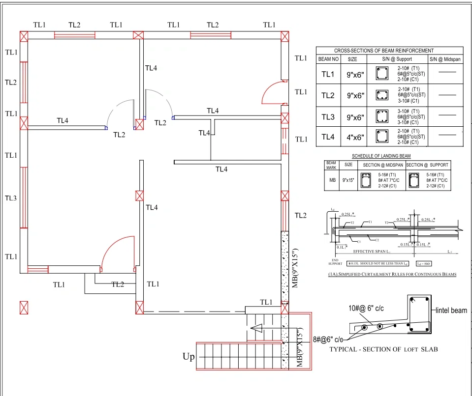 Ground Floor Lintel Beam DWG 9x6 4x6 9x15 Beam Detail DWG Plan