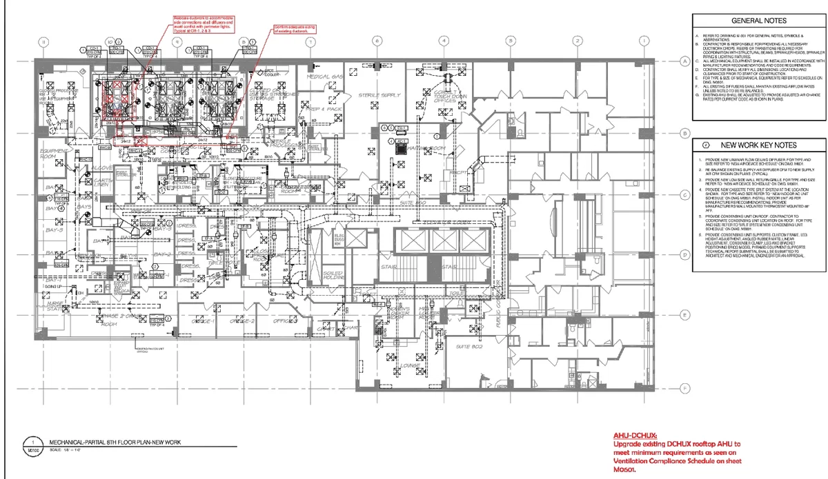 Hospital AHU DCHUX Detail Plan 34x12 22x8 500CFM HVAC DWG Files