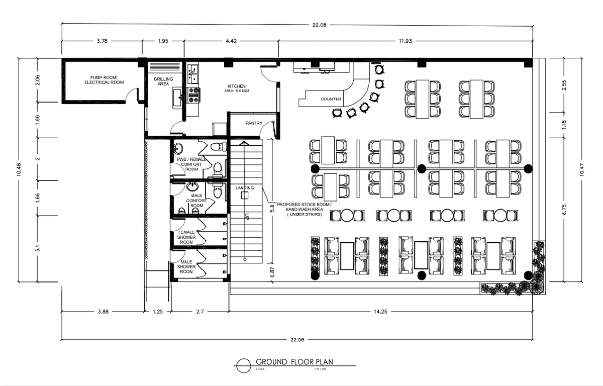 Hotel And Banquet 2 Storey Commercial Building DWG Plan Detail