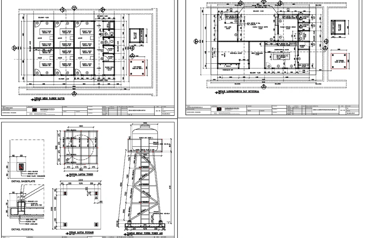 Laboratory Musholla Tower Toren Air DWG 1 55 Plan Detail CAD