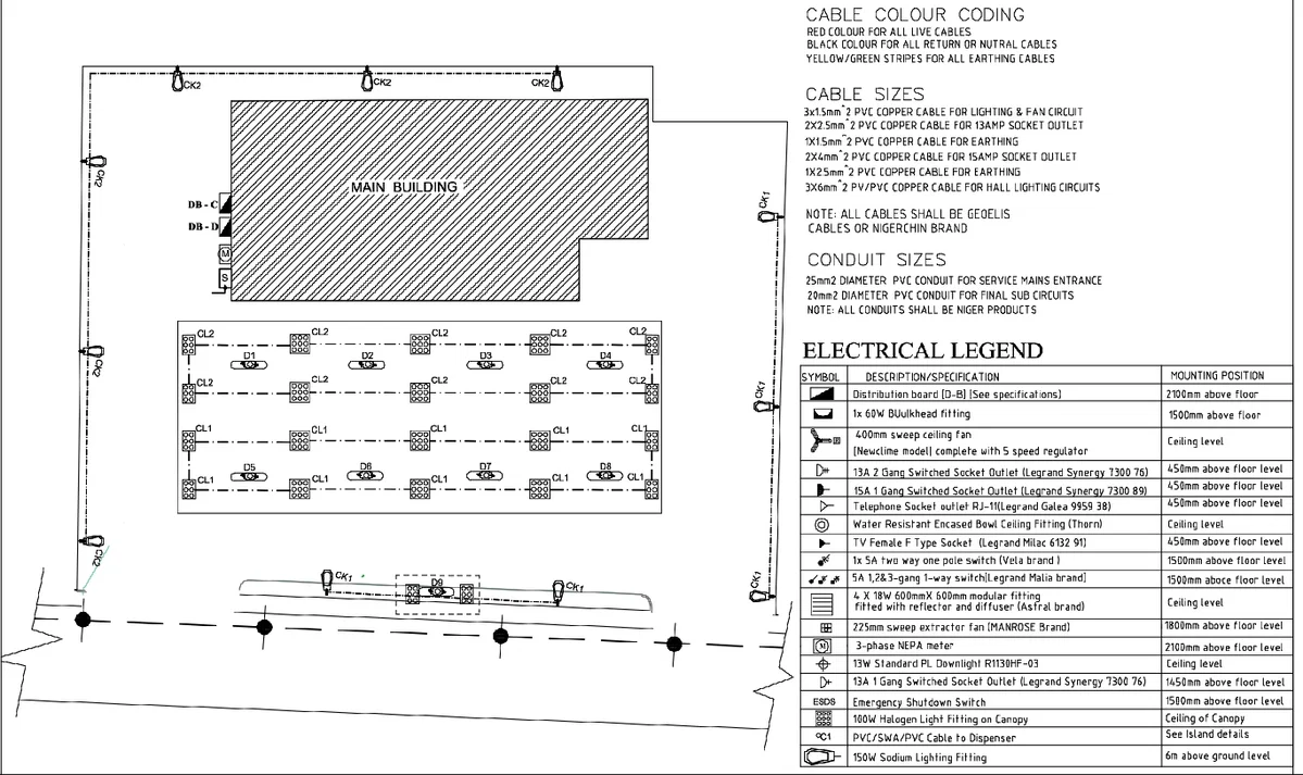 Petrol Station Electrical Layout CK1 CK2 Lighting DWG Plan layout