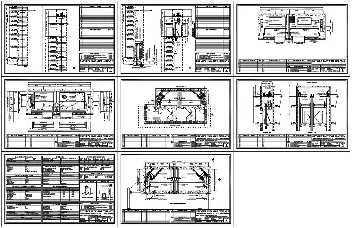 Car Parking Elevator DWG With Floor Detail and Shaft Layouts