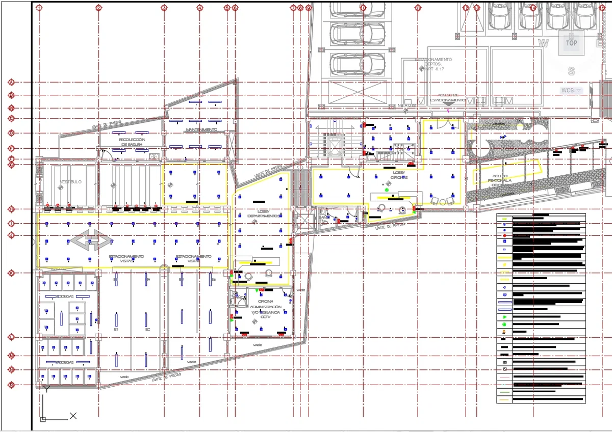 Basement Electrical Layout Plan DWG with Parking and Lobby Design