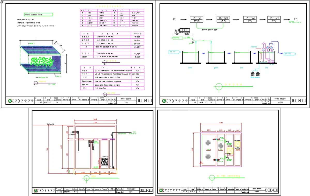 Industrial Water Filter Tank CAD Drawing with Plan and Section Details